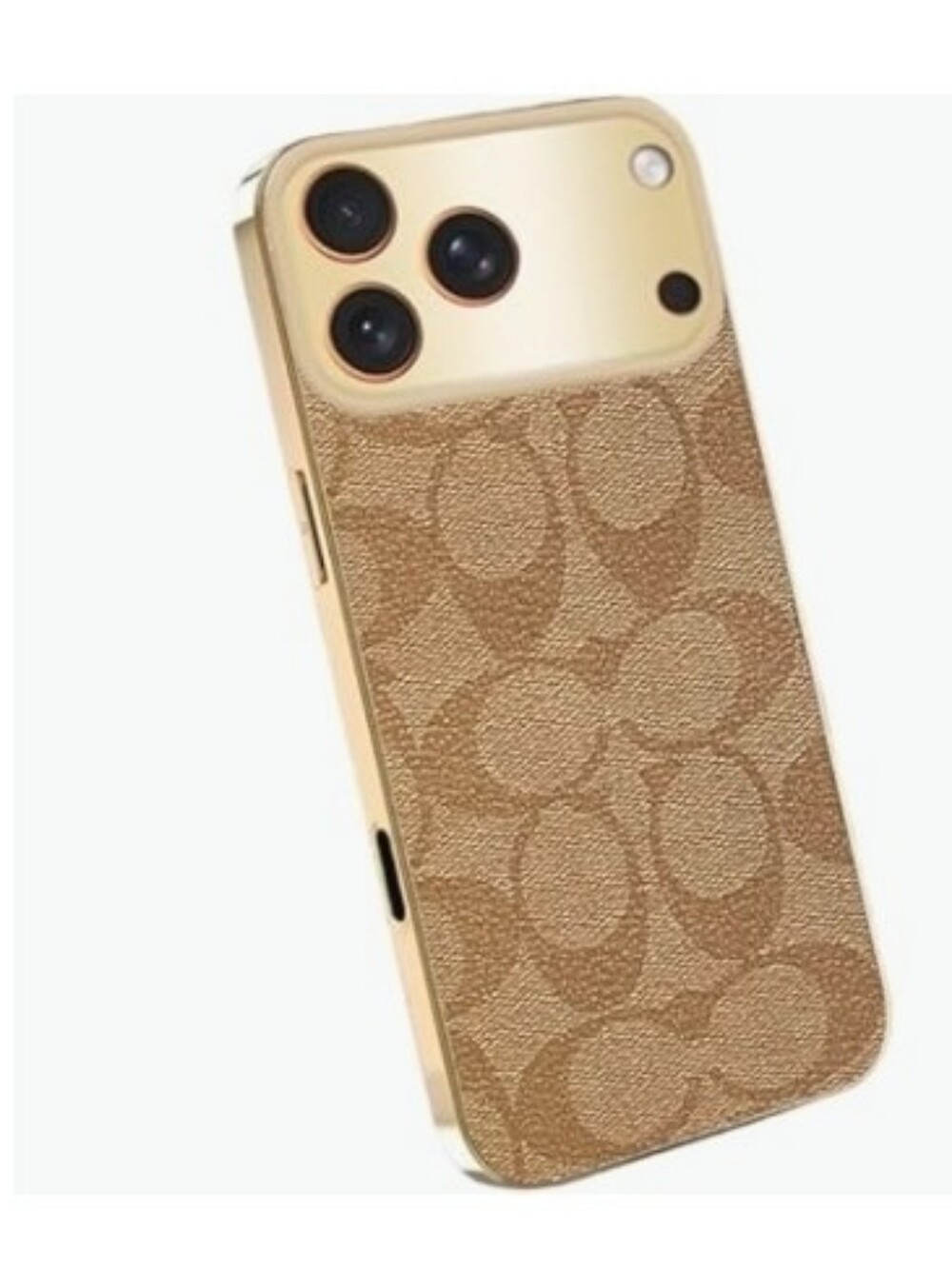 Coach Signature Monogram iPhone Case - Gold/Tan